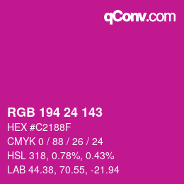 カラーコード: RGB 194 24 143 | qconv.com
