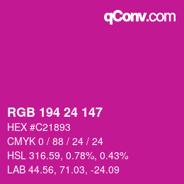 カラーコード: RGB 194 24 147 | qconv.com