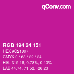 カラーコード: RGB 194 24 151 | qconv.com