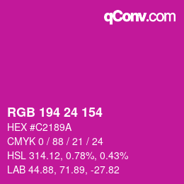 カラーコード: RGB 194 24 154 | qconv.com