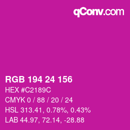 カラーコード: RGB 194 24 156 | qconv.com