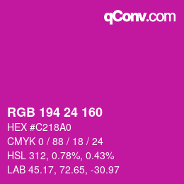 カラーコード: RGB 194 24 160 | qconv.com