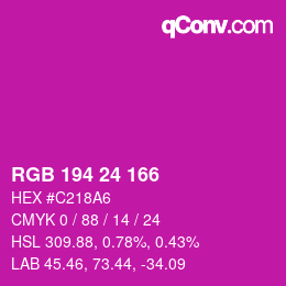 カラーコード: RGB 194 24 166 | qconv.com
