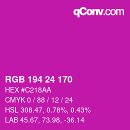 カラーコード: RGB 194 24 170 | qconv.com