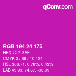 カラーコード: RGB 194 24 175 | qconv.com