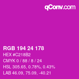 カラーコード: RGB 194 24 178 | qconv.com
