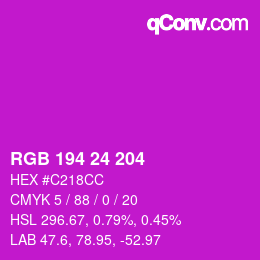 カラーコード: RGB 194 24 204 | qconv.com