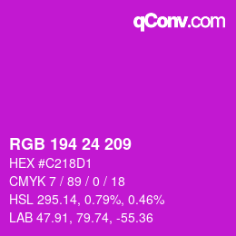 カラーコード: RGB 194 24 209 | qconv.com
