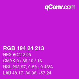 颜色代码: RGB 194 24 213 | qconv.com
