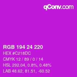 Color code: RGB 194 24 220 | qconv.com