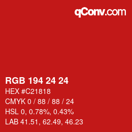 カラーコード: RGB 194 24 24 | qconv.com