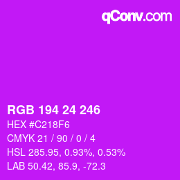 Color code: RGB 194 24 246 | qconv.com