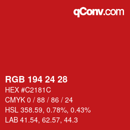 Color code: RGB 194 24 28 | qconv.com