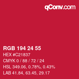 カラーコード: RGB 194 24 55 | qconv.com