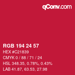 カラーコード: RGB 194 24 57 | qconv.com