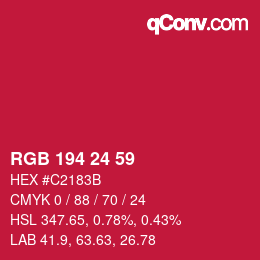 カラーコード: RGB 194 24 59 | qconv.com