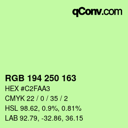 カラーコード: RGB 194 250 163 | qconv.com
