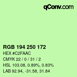 Color code: RGB 194 250 172 | qconv.com