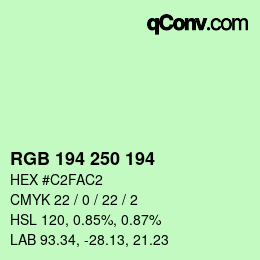Código de color: RGB 194 250 194 | qconv.com