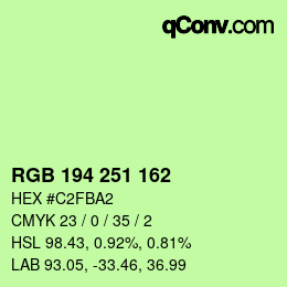 Color code: RGB 194 251 162 | qconv.com