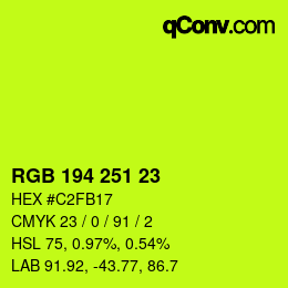 カラーコード: RGB 194 251 23 | qconv.com