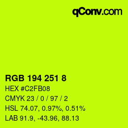 カラーコード: RGB 194 251 8 | qconv.com