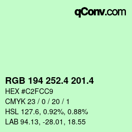 カラーコード: RGB 194 252.4 201.4 | qconv.com