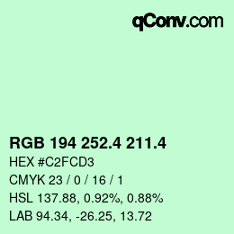 カラーコード: RGB 194 252.4 211.4 | qconv.com