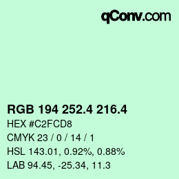 カラーコード: RGB 194 252.4 216.4 | qconv.com
