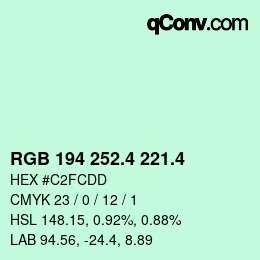 カラーコード: RGB 194 252.4 221.4 | qconv.com