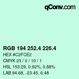 カラーコード: RGB 194 252.4 226.4 | qconv.com
