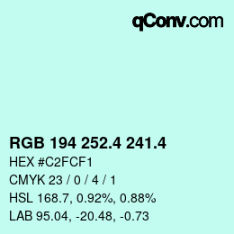 カラーコード: RGB 194 252.4 241.4 | qconv.com