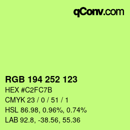 カラーコード: RGB 194 252 123 | qconv.com