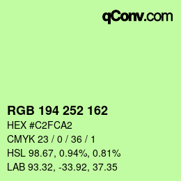 カラーコード: RGB 194 252 162 | qconv.com