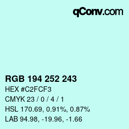 Color code: RGB 194 252 243 | qconv.com