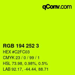カラーコード: RGB 194 252 3 | qconv.com