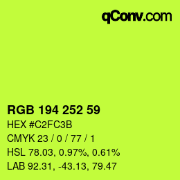 カラーコード: RGB 194 252 59 | qconv.com