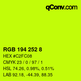 颜色代码: RGB 194 252 8 | qconv.com