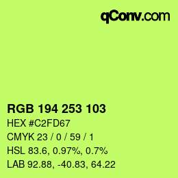 カラーコード: RGB 194 253 103 | qconv.com