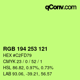 颜色代码: RGB 194 253 121 | qconv.com
