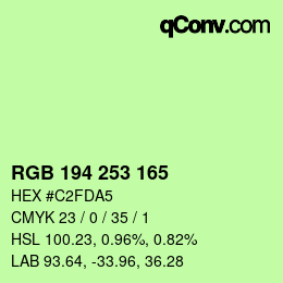 カラーコード: RGB 194 253 165 | qconv.com