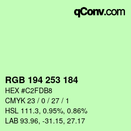 カラーコード: RGB 194 253 184 | qconv.com