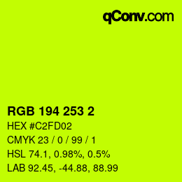 颜色代码: RGB 194 253 2 | qconv.com