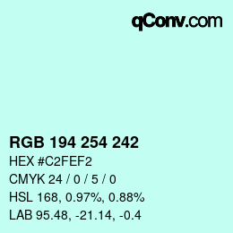 カラーコード: RGB 194 254 242 | qconv.com