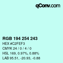 Color code: RGB 194 254 243 | qconv.com