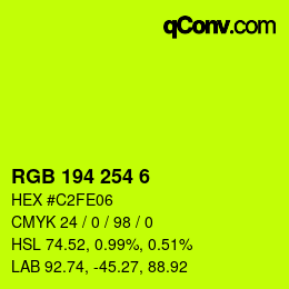 カラーコード: RGB 194 254 6 | qconv.com