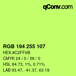 Farbcode: RGB 194 255 107 | qconv.com