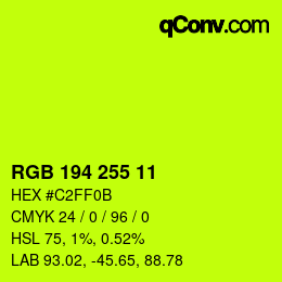 颜色代码: RGB 194 255 11 | qconv.com