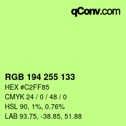カラーコード: RGB 194 255 133 | qconv.com