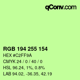 Color code: RGB 194 255 154 | qconv.com